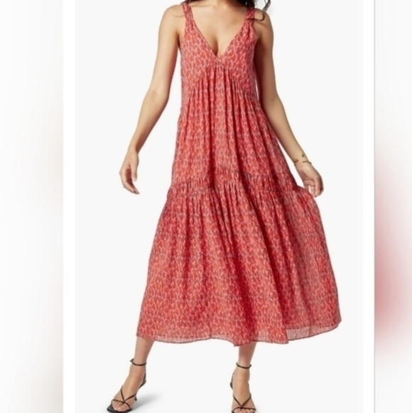 NWT Spring Midi Cotton Joie Maxi tiered dress Tea Rose feminine floral print Med - Picture 3 of 17